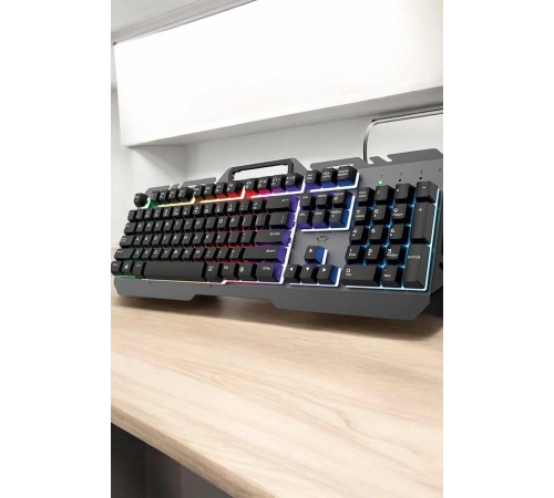 Q Klavye RGB Işıklı Klavye Ve Mouse Seti Kablolu Mouse Hediyeliş
