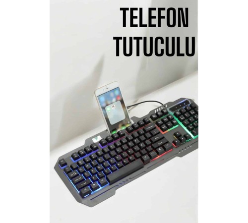 Klavyesi Q Klavye RGB Işıklı Mouse Hediyeli