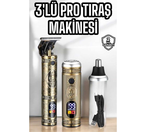 Tıraş Makinesi Üç Başlıklı Saç Sakal ve Vücut Tıraşına Uygun