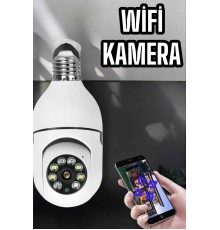 Wifi Kamera Duylu Ampul Görünümlü 360 Derece Dönebilen Ev Kamerası