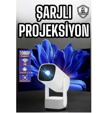 Şarjlı Projeksiyon Oyun Sinema Projektörü 4K HD Görüntü Kaliteli