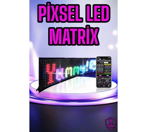 Piksel Led Matrix RGB Işıklı Led Yazılı Bluetooth Bağlantılı 16X64