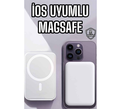 5000 Mah İOS Uyumlu Magsafe Kablosuz Şarj Hızlı Şarj Desteği