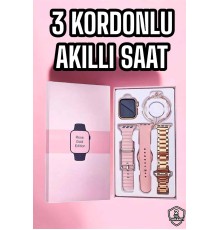 Akıllı Saat Amoled Ekran 3 Kordonlu Aksesuar Hediyeli Sesli Görüşme