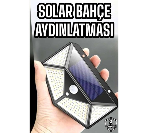 Güneş Enerjili Bahçe Aydınlatma Lambası Solar 100 Led Lamba