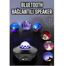 Çocuklara Özel Şarjlı Bluetooth Hoparlör Parti Led Lambası Yıldızlı Projeksiyon