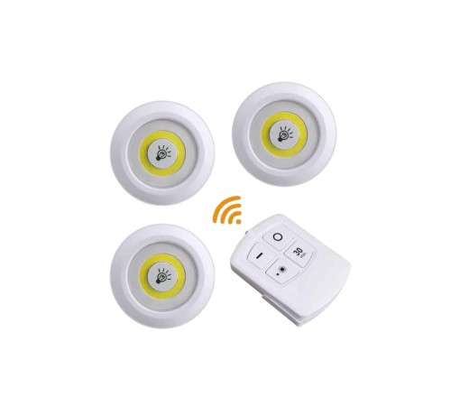 Led Lamba 3'lü Uzaktan Kumandalı Yapışkanlı