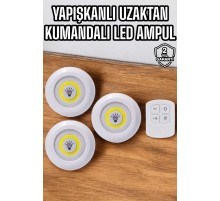 Mutfak Dolap Altı Işığı Uzaktan Kumandalı Yapışkanlı Kablosuz Pilli