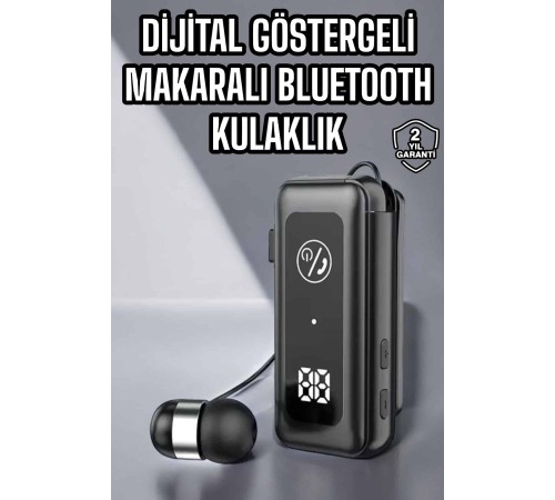 Kablolu Makaralı Bluetooth Kulaklık Uzun Pil Ömrü Dijital Göstergeli