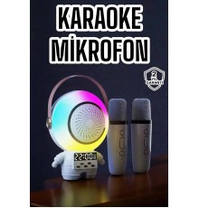 Çift Mikrofonlu Karaoke Mikrofon Bluetooth Bağlantılı Dijital Göstergeli