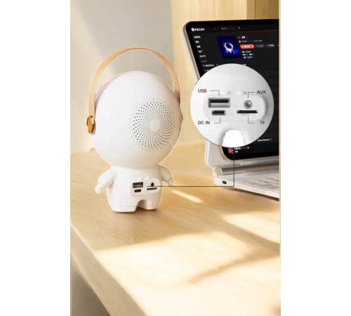 Mini Karaoke Astronot Bluetooth Speaker Karaoke Mikrofon