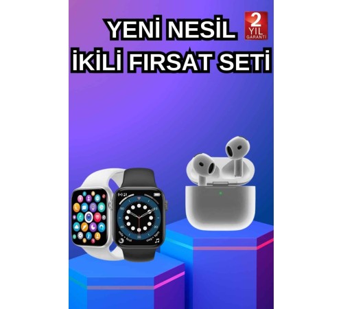 3.Nesil TWS Bluetooth Kulaklık ve Dokunmatik Ekran Akıllı Saat Sesli Görüşme