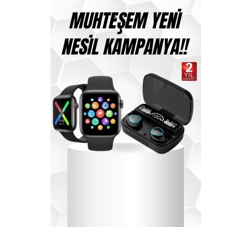 Kaliteli Akıllı Saat ve Kaliteli Bluetooth Kulaklık ANC Özelliği Uzun Pil Ömrü