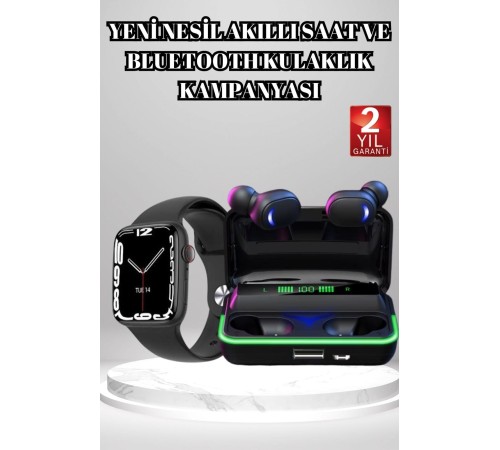 Ucuz ve Kaliteli Kulaklıklı Saat Seti Bluetooth Bağlantılı Akıllı Saat ve Kulaklık