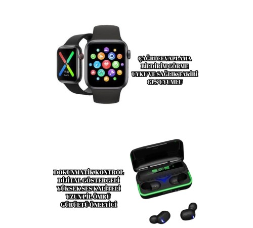 Ucuz ve Kaliteli Kulaklıklı Saat Seti Bluetooth Bağlantılı Akıllı Saat ve Kulaklık