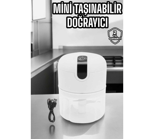 Şarjlı Mini El Rondosu Doğrayıcı Taşınabilir 250 ml Çelik Bıçaklı