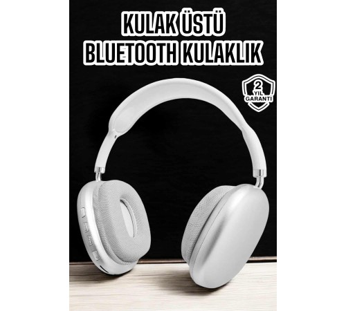 P9 Plus Kablosuz Kulak Üstü Bluetooth Kulaklık Beyaz Yüksek Ses Kaliteli