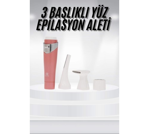 3 Başlıklı Yüz Kaş Epilasyon Aleti Değiştirilebilir Başlık Hassas Ciltlere Uygun