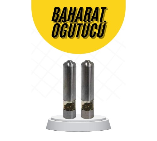 Baharat Öğütücü Paslanmaz Ayarlanabilir Otomatik Pilli Işıklı Tuz & Karabiber