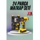 Matkap Seti 24 Parça Çift Bataryalı Darbeli Led Işıklı Vidalama
