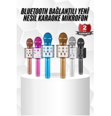 Karaoke Mikrofon Bluetooth Bağlantılı Aux Girişli Uzun Pil Ömrü Yüksek Ses Kaliteli
