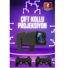 Çift Kollu Projeksiyon Taşınabilir Game Projektör Full Hd 1080P 4k Projeksiyon Gamepad
