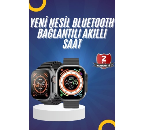 Yeni Model Akıllı Saat Ultra Smart Watch Gümüş Kasa 45mm Titreşim Yeni Model Akıllı Saat Ultra Smart Watch Gümüş Kasa 45mm Titreşim