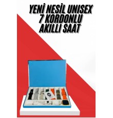 7 Kordonlu Unisex Akıllı Saat Çoklu Kordon Seçeneği Amoled Ekran