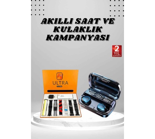 Yeni Model Akıllı Saat ve Kulaklık Kampanyası Nabızz Ölçer Bluetooth Bağlantılı Uzun Pil Ömrü