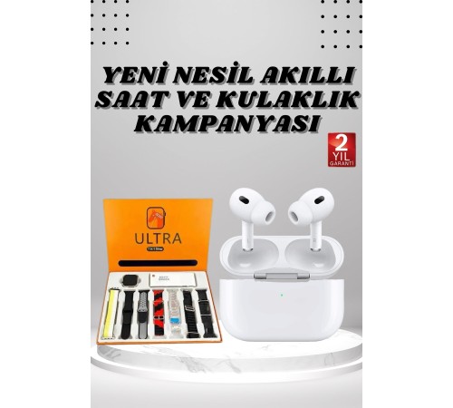 7 Kordonlu Akıllı Saat Ve Yeni Nesil Kulaklık Dokunmatik Ekran Android ve İOS Uyumlu