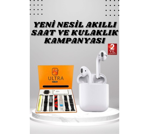 7 Kordonlu Akıllı Saat Ve 2.Nesil Kulaklık Yüksek Ses Kaliteli Uzun Pil Ömrü