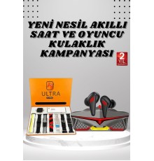 7 Kordonlu Akıllı Saat Ve Oyuncu Kulaklığı Bluetooth Bağlantılı Android ve İOS Uyumlu