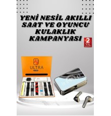 Aynalı Bluetooth Kulaklık ve 7 Kordonlu Akıllı Saat Dijital Göstergeli Uzun Pil Ömrü