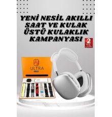 Kulak Üstü P9 Kablosuz Bluetooth Kulaklık ve 7 Kordonlu Akıllı Saat