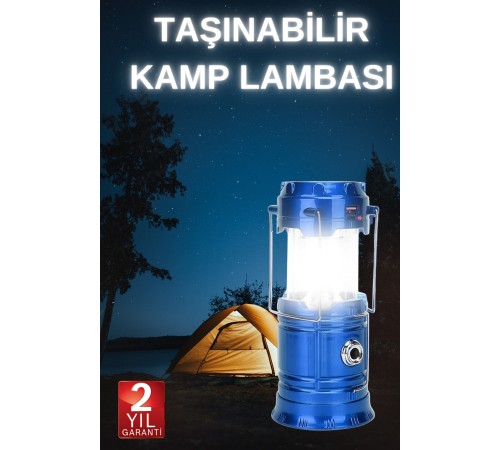 Büyük Boy Güneş Enerjili Kamp Feneri Işıldak Lamba USB Şarjlı