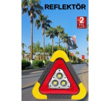 Reflektör Güneş Panelli Solarlı Şarjlı Üçgen Işıklı Trafik Reflektör Fener