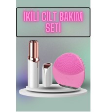 KAŞ BIYIK VE YÜZ EPİLASYON ALETİ VE TİTREŞİMLİ YÜZ TEMİZLEME MASAJ ALETİ İKİLİ SET