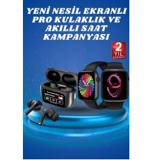 Ekranlı Yeni Nesil Pro Kulaklık ve Akıllı Saat Kampanyası Kulak İçi Mikrofonlu