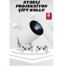 Ayaklı Oyun Projeksiyonu Çift Kollu Taşınabilir Sinema Projektörü