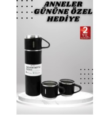3 Bardaklı Termos Seti Anneler Gününe Özel Hediye Taşınabilir Sızdırmaz Isı Koruyucu
