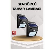 Solar Sensörlü Duvar Lambası Bahçe Lamba 20 Led Işık