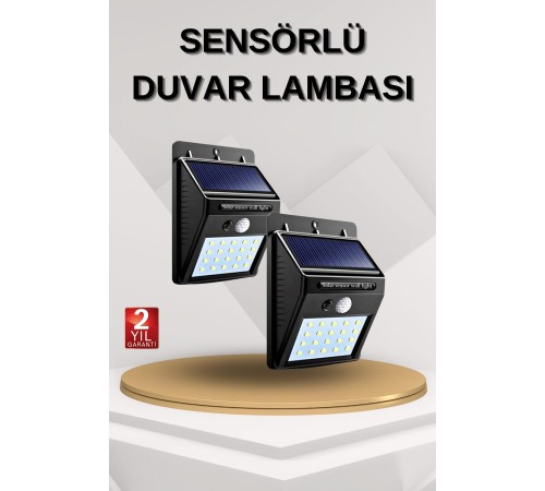 Solar Sensörlü Duvar Lambası Bahçe Lamba 20 Led Işık Solar Sensörlü Duvar Lambası Bahçe Lamba 20 Led Işık