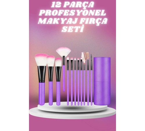 12 Parça Profesyonel Makyaj Seti Yumuşak Kıllı Yüz ve Göz Makyajına Uygun