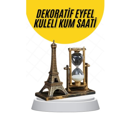 Dekoratif Eyfel Kulesi ve Kum Saati Vintage Tarzı Masa Süsü Biblo