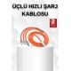 Android ve İOS Uyumlu 180 Derece Type-c Şarj Kablosu