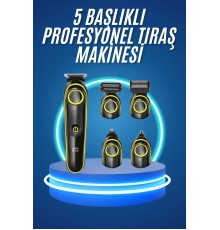 5 Başlıklı Şarjlı Tıraş Makinesi Kablosuz Saç Sakal Burun Tıraşına Uygun