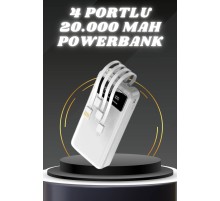 Powerbank Şarj Cihazı 4 Çıkışlı 20.000 MAH Powerbank Kompakt Yüksek Kapasiteli Hızlı Şarj