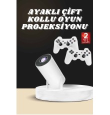 Projeksiyon Cihazı Video Oyun Konsolu Projektör Taşınabilir Ayaklı Çift Kollu 4K Çözünürlüklü