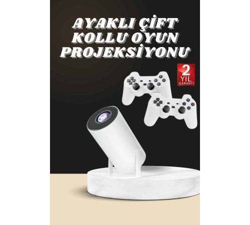 Projeksiyon Cihazı Video Oyun Konsolu Projektör Taşınabilir Ayaklı Çift Kollu 4K Çözünürlüklü