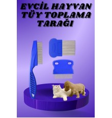 Kedi Köpek Tüy Bit Pire Toplayıcı Toplama Temizleme Tarağı Tarak Seti 4'lü Set